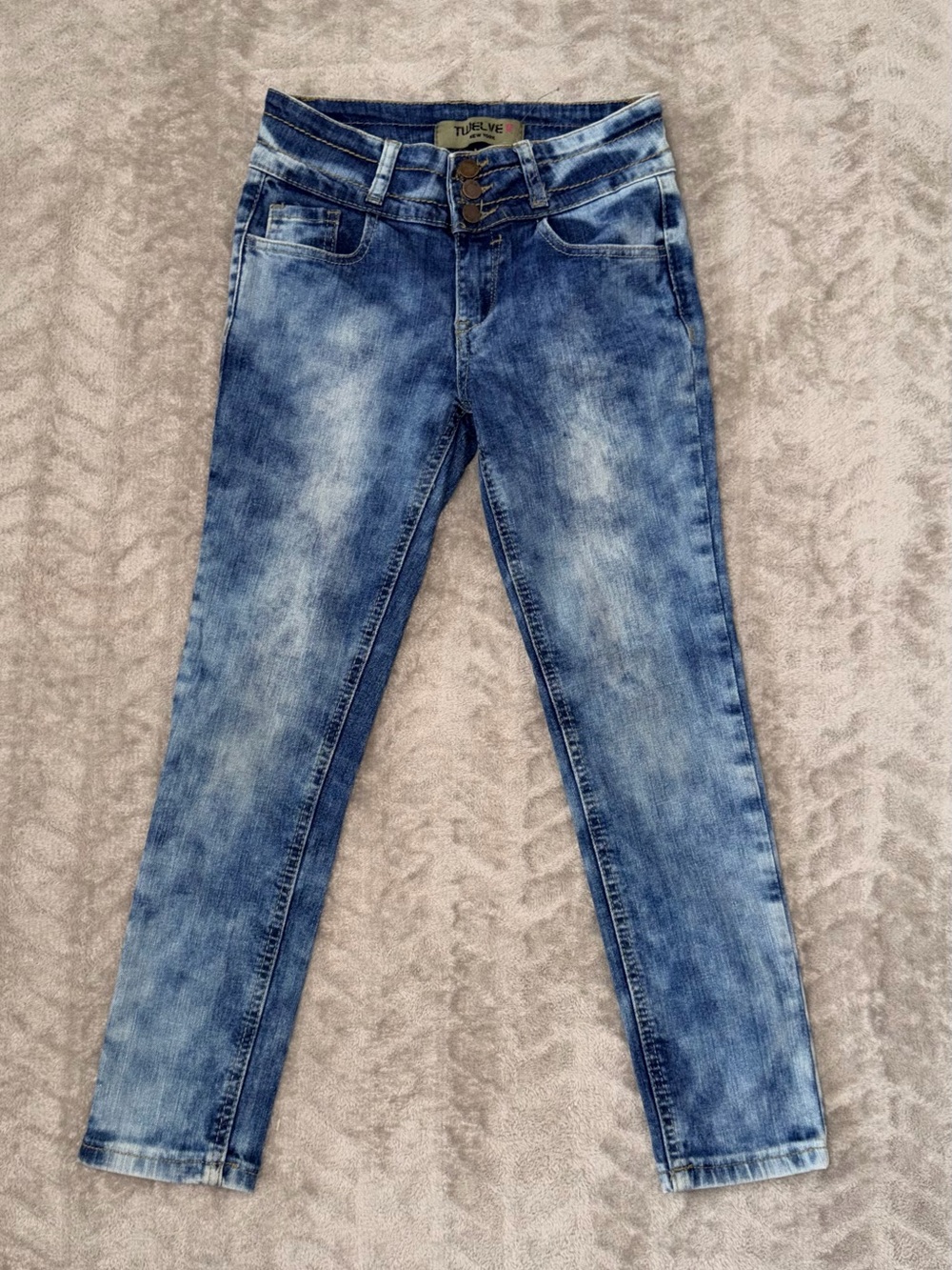 Twelve K Acid Wash Triple Button High Rise Skinny Jeans Size 8